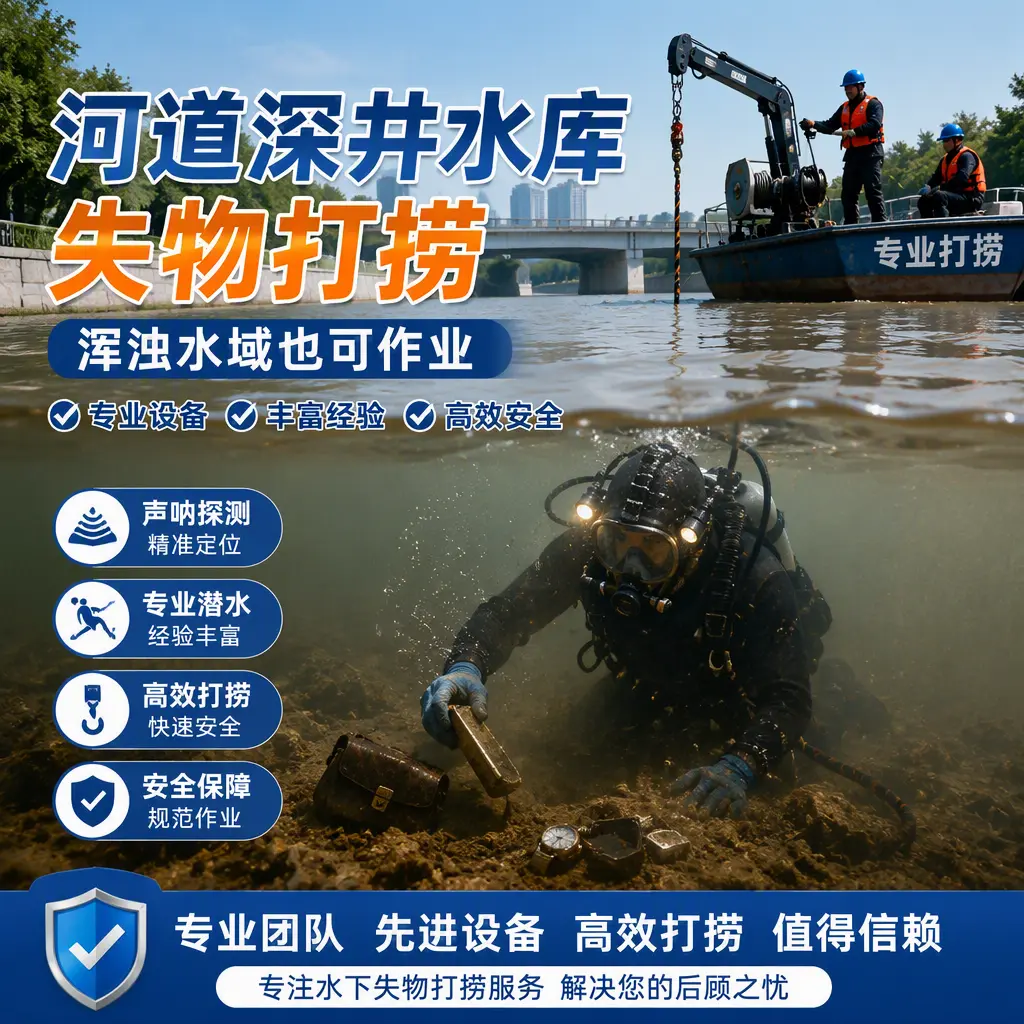 河道深井水库失物打捞，浑浊水域也可作业鸡东