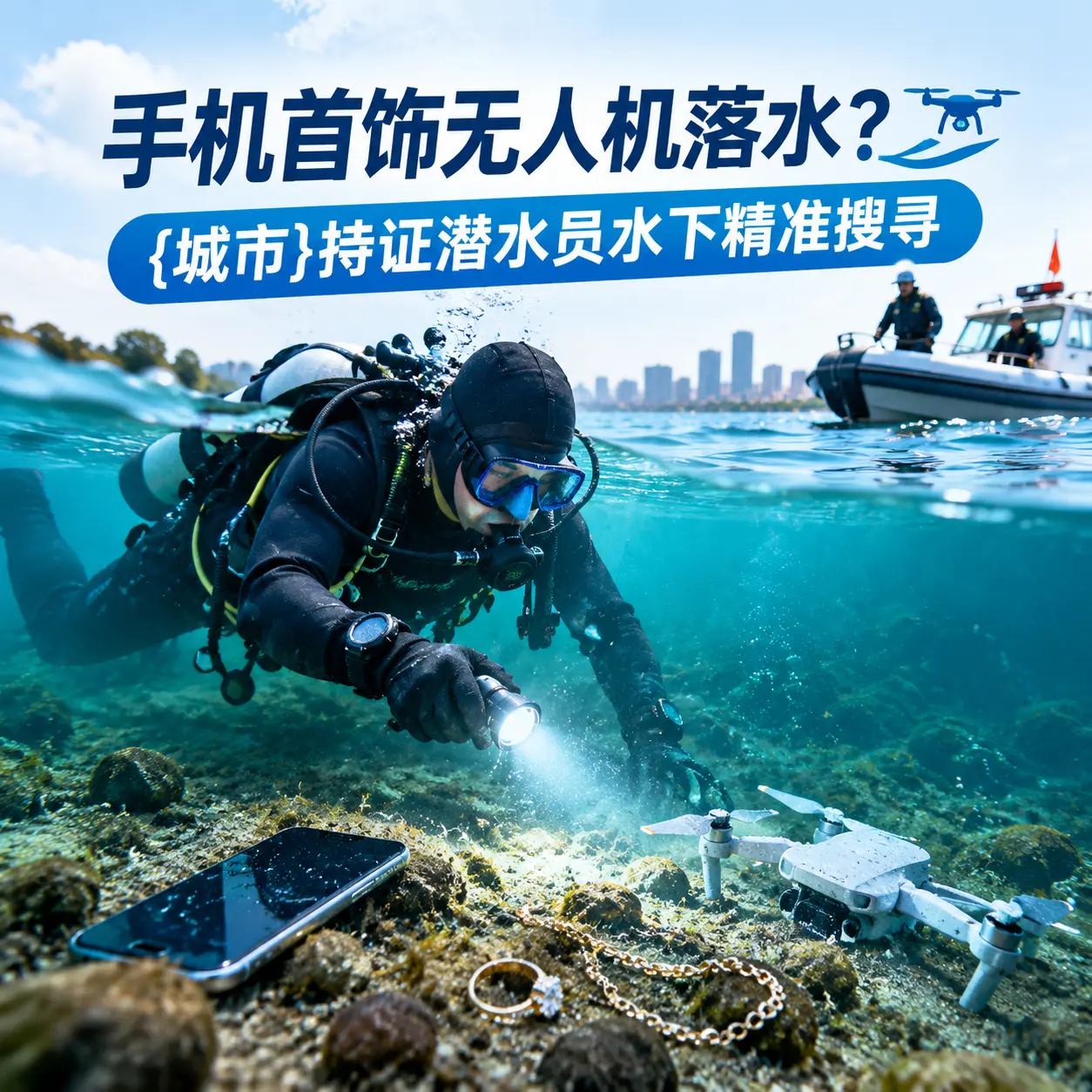 手机首饰无人机落水？鸡东持证潜水员水下精准搜寻